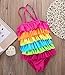 Little Girls Ruffled Rainbow Striped Bathing Suits Bikini Swimwear (Multicoloured, XL(for Girls 5-6Years/ Weight About 55lb))
