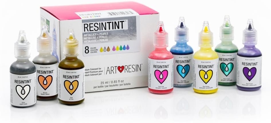 ResinTint - Liquid Pigment - Non-Flammable - Metallics and Pearls - 8 Pack