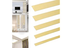 16FT Gold Metalized Wall Trim Molding Stainless Steel Peel and Stick Mirror Trim Self Adhesive Metal Molding Mirror Strip Mir
