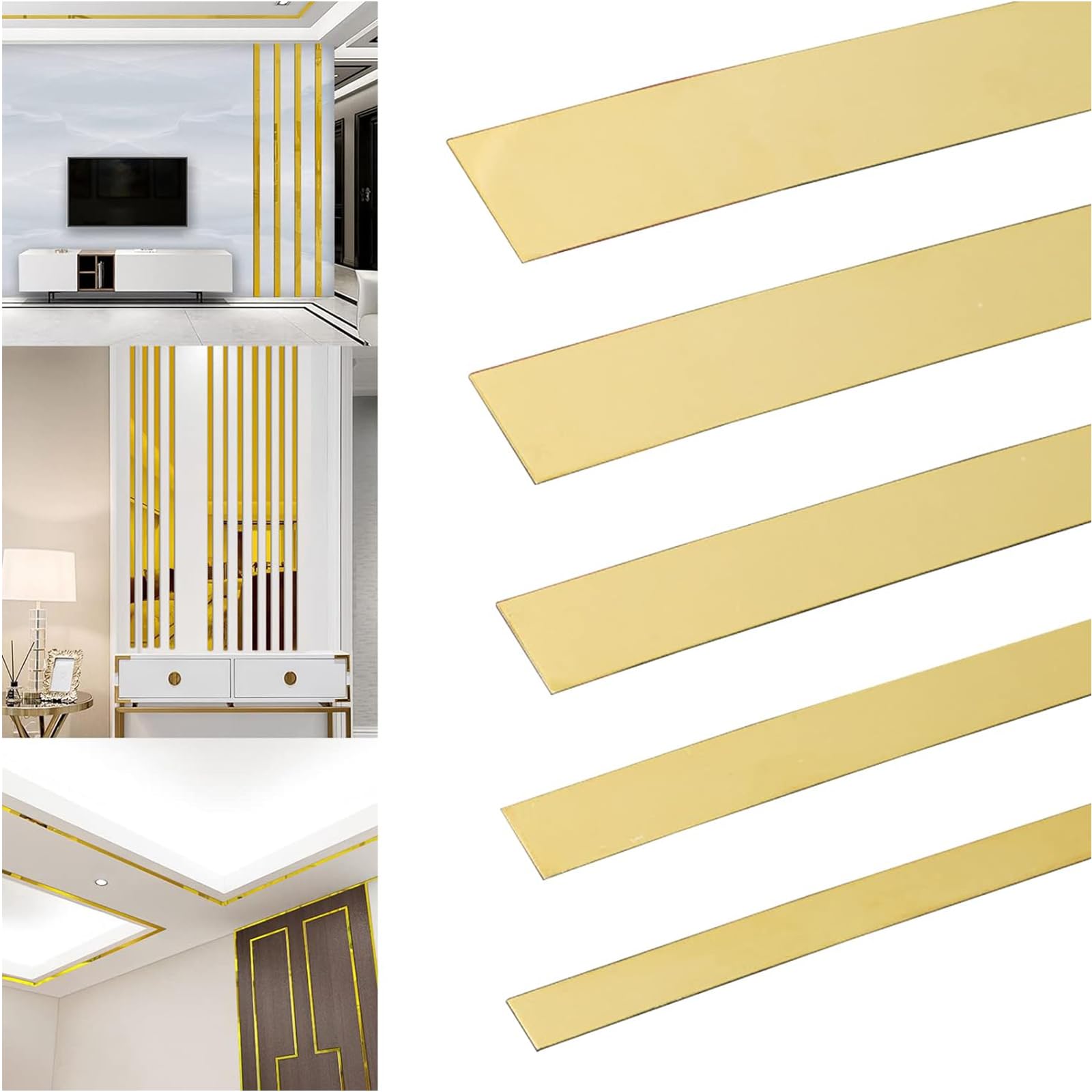 Photo 1 of 16FT Peel and Stick Stainless Steel Wall Trim Decorative Metal Trim Self Adhesive Metal Metal Edge Strip
