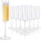 Ciaell 36 Pack Plastic Champagne Flutes - 6 Oz Disposable Champagne Glasses - Square Clear Plastic Toasting Glasses for Party Birthday Anniversary Wedding
