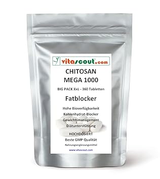 360 Tabletten CHITOSAN MEGA 1000! - SB*: Fatblocker Diät Carb Blocker Low Fat