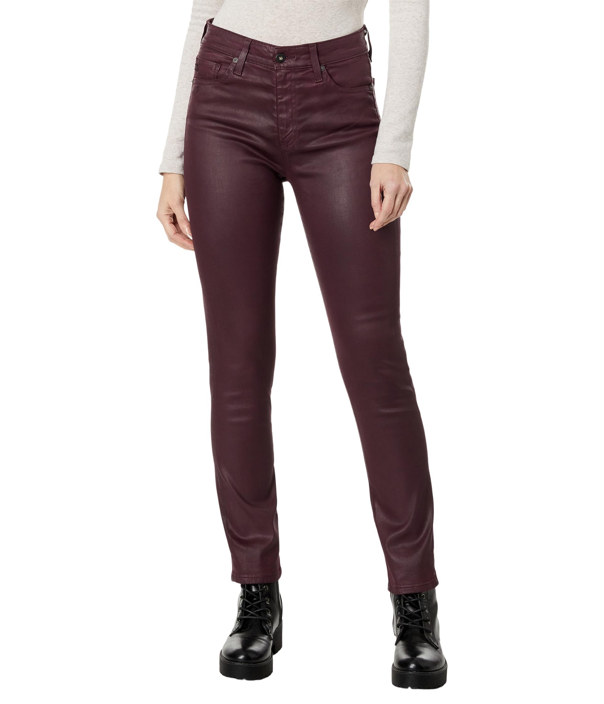 AG Adriano Goldschmied Mari High Rise Slim Straight Jean – LTT Lt Pinot Noir, 28