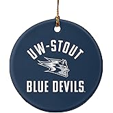 GRAPHICS & MORE University of Wisconsin - Stout Blue Devils Logo Porcelain Holiday Christmas Tree Ornament - 2.8" (7.1 cm)