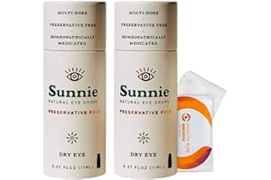 MAXIM EYE Sunnie Natural Dryness Pack of 2 Natural Eye Drops for Dry Eyes - Lubricating Preservative Free Multidose Formula - Itching Relief & Allergy Support, with 1 Tea Tree Oil Eyelid Wipe