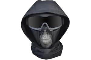 Hdlsina Upgraded Airsoft Mask Tactical Safety Protective Full Face Mask with Anti-Fog Goggles Impact Resistant Adjustable Double Strap