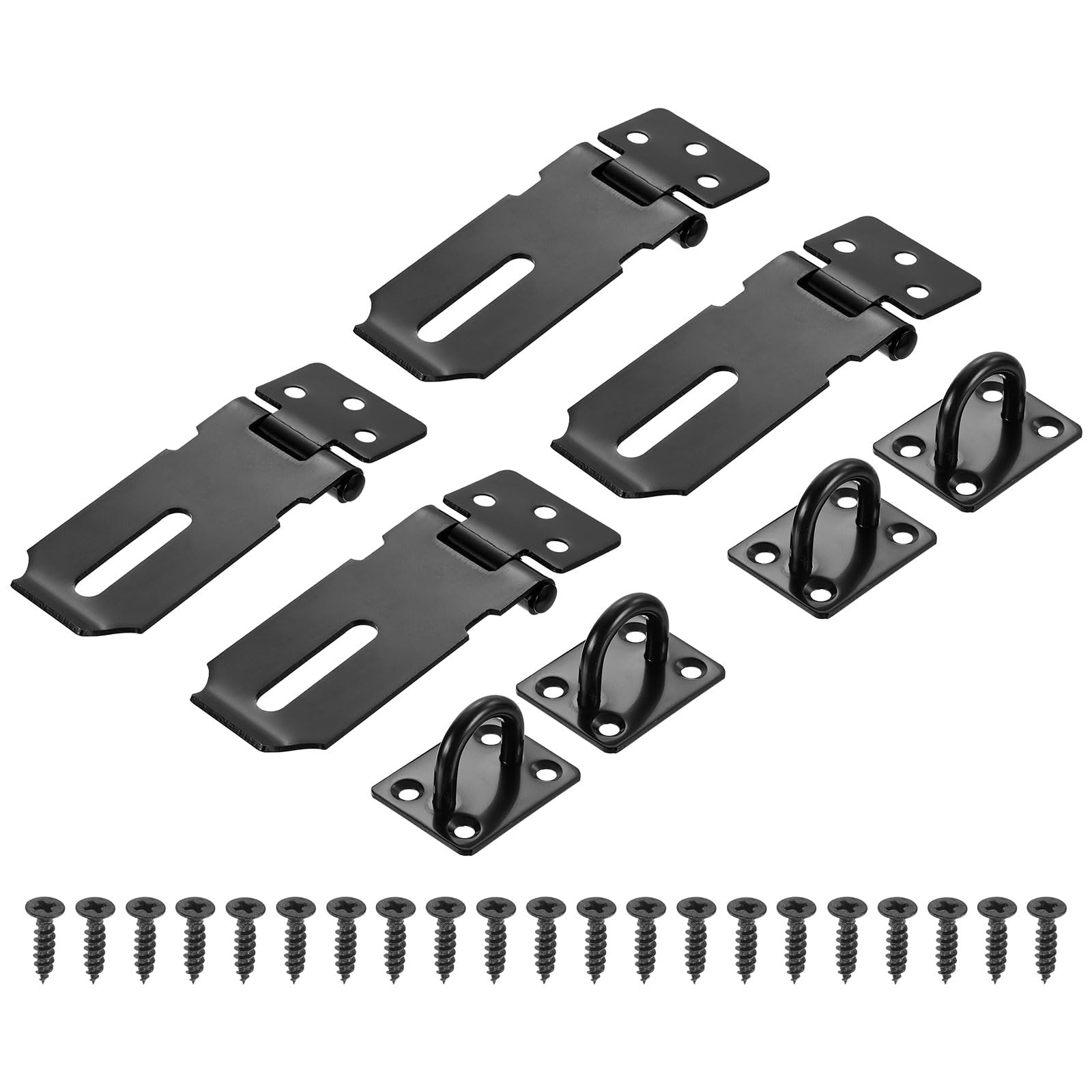 PATIKIL 3 Inch Door Hasp Latch, 4 Pack Stainless Steel Barn Door Security Padlock Hasp Lock Latch for Door Window Drawer Toolbox Garage, Black