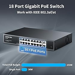 16 Port Gigabit PoE Switch,AUMOX PRO SG518P 18