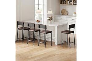 Counter Stools Set of 4, Upholstered Bar Stools with Thickened Cushions, 25 in Counter Height Barstools with Backrest and Foo