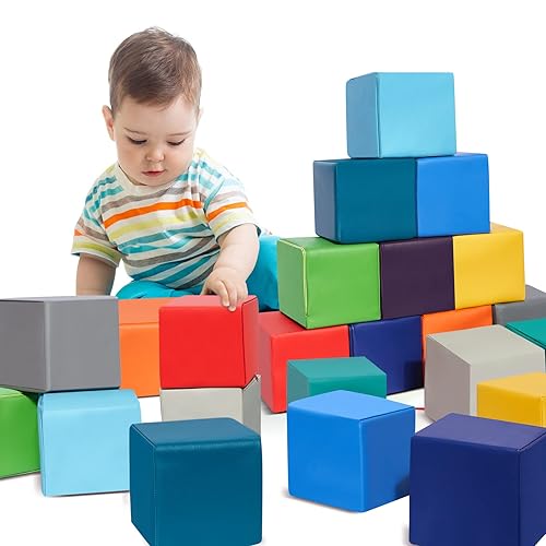 Hungdao 18 Pcs Foam Blocks for Toddlers Soft Stacking Play Blocks