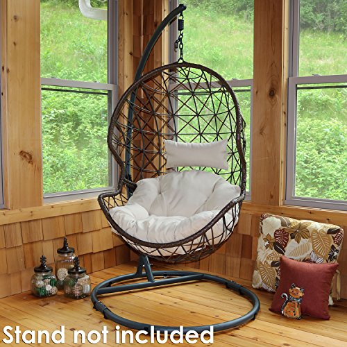 Sunnydaze Danielle Hanging Egg Chair Swing, Resin Wicker Basket Design