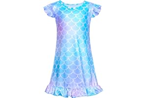 NIDOUL Kid Girls Nightgown Night Dress Unicorn Rainbow Princess Pajamas Sleepwear Nightie