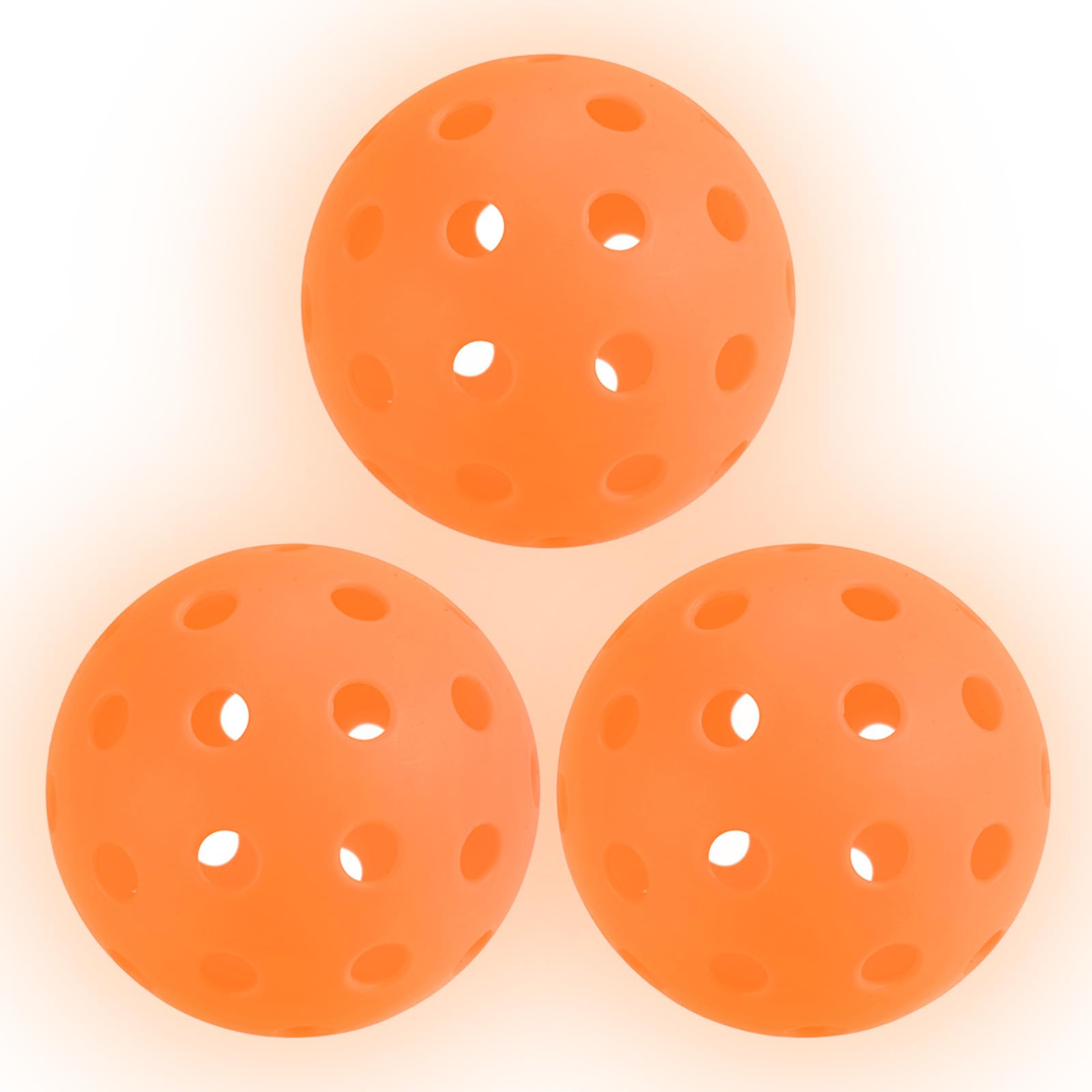 PATIKIL Luminous Pickleball Balls, 40 Holes Glow in the Dark Pickleball 3 Pack Outdoor Pickleball Balls with Mesh Bag for Indoor and Outdoor Sport, Orange