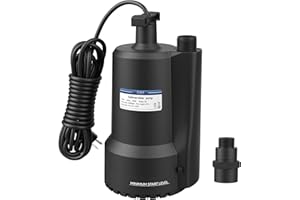 JUWO Sump Pump Submersible, 1/3 HP 2000GPH Thermoplastic Portable Utility Pump, Electric Water Pump for Swimming Pool Tub Basement Garden Pond Draining with 10ft Cord