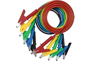 Thuchopy Multimeter Test Leads Set, 5 Multicolor Insulated Test Lead Wires Set with Alligator Clips