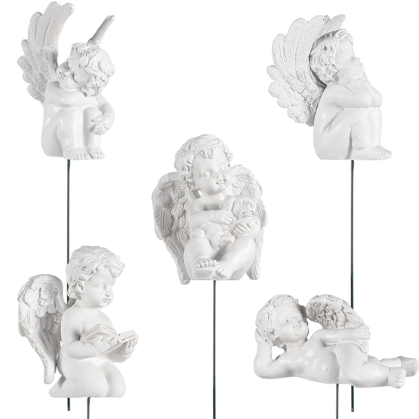 TOYANDONA 5pcs Figurine, Accessories Decors Decoration Wedding Baby Indoor Sculptures, Cherub Pick Praying Cute Ornaments Grave Memorial Stakes Vintage Floral Stake Fairy Planter