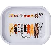 Metal Decorative Tray - Small Size 7" x 5.5", Cute Cartoon Dog Pattern, Premium Dainty Storage &amp; Serving Tray for Home &amp; On-The-Go (White)