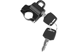 Motorcycle Helmet Lock, Motorcycle Parts Helmet Lock, 22mm Handlebars Universal Security Padlock with 2 Keys(Black)