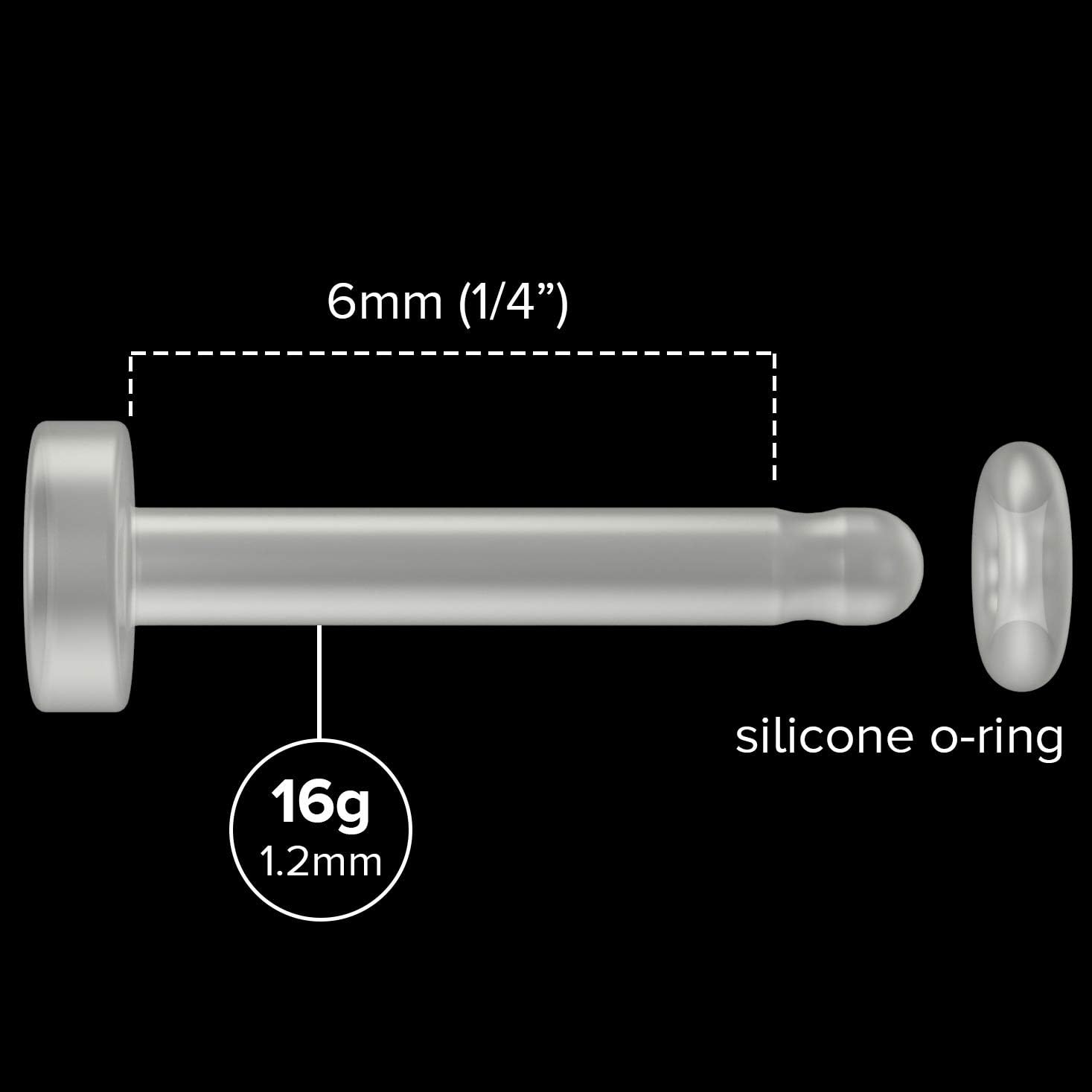 6pc 16g 1.2mm Labret Bar Retainer Keeper Bioplast Clear Plastic Studs Flexible Mole Piercing Jewellery - Image 3