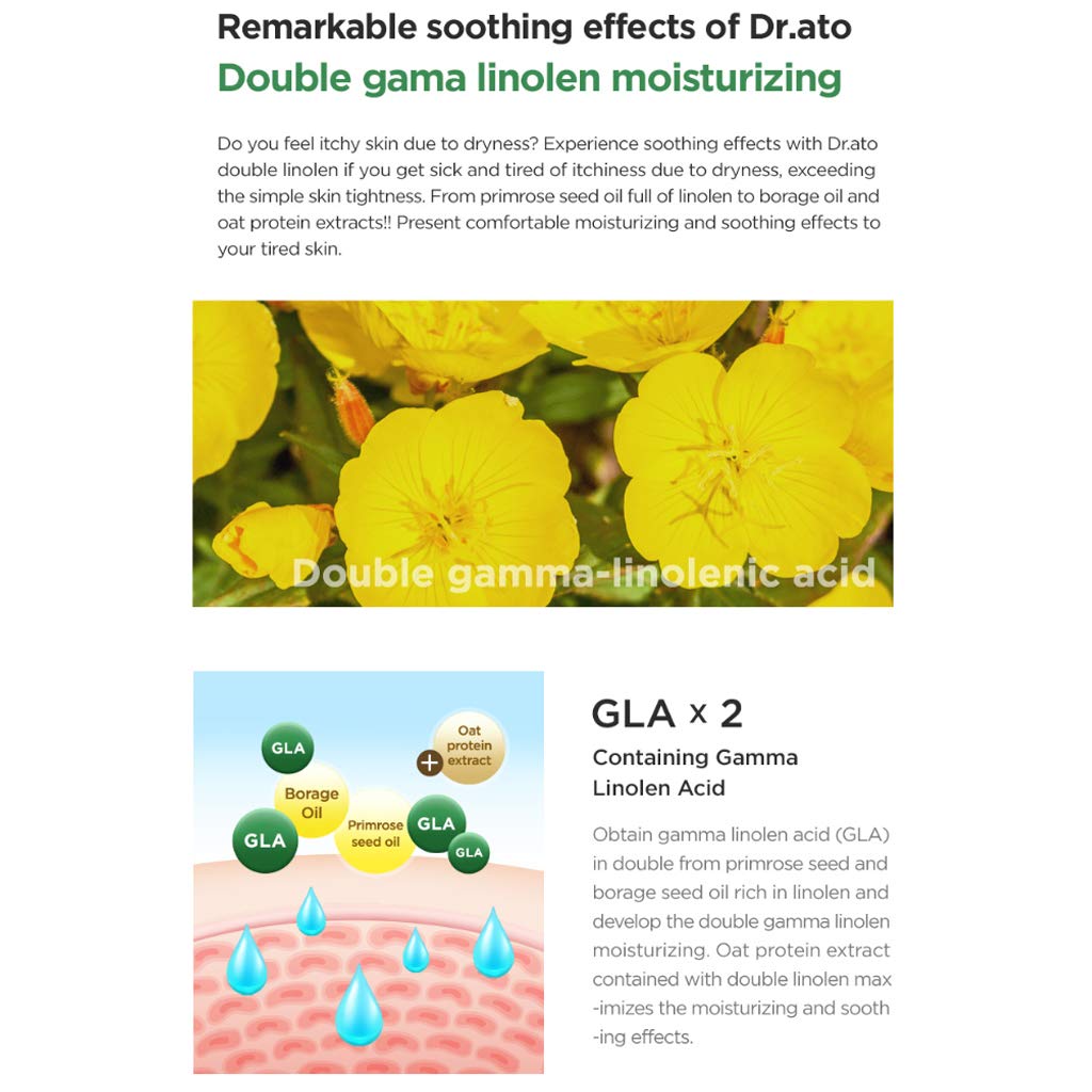 Medience DR.ATO Double-Linolen Calming Lotion 10.5 fl.oz. - pH5.5 Body and Face Baby, Infant, Kids Soothing Lotion with Double Gamma Linolenic Acid for Itchy and Dry Skin - Derma Tested, Paraben Free