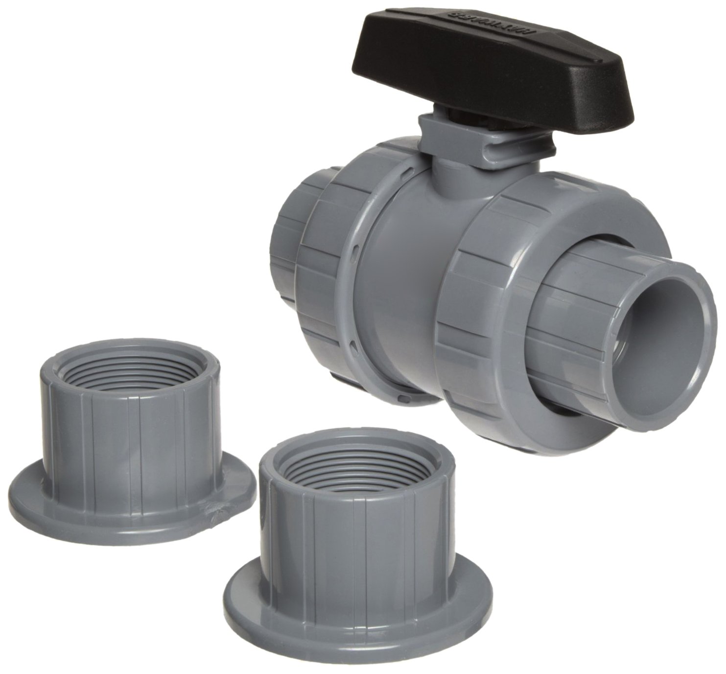 Hayward PVC Ball Valve, Two Piece, True Union, Drilled Ball, FPM Seal, 2" Socket/Threaded