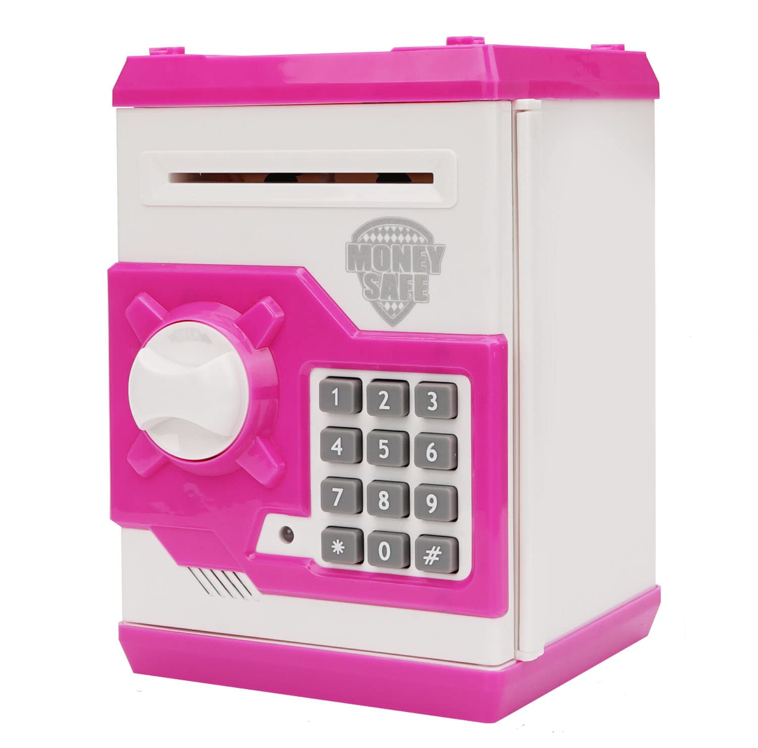 Revanom Electronic Piggy Bank, Mini ATM Password Money Bank Cash Coins Saving Box for Kids, Cartoon Safe Bank Box Perfect Toy Gifts for Boys Girls (White Pink)