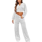 SMSN Women Sweatsuits Set Velvet 2 Piece Tracksuit Outfits Velour Long Sleeve Sweat Hoodie and Sweatpants Set