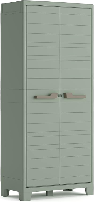 Keter Planet Outdoor Tall Cabinet Green Multi Purpose Garage Storage