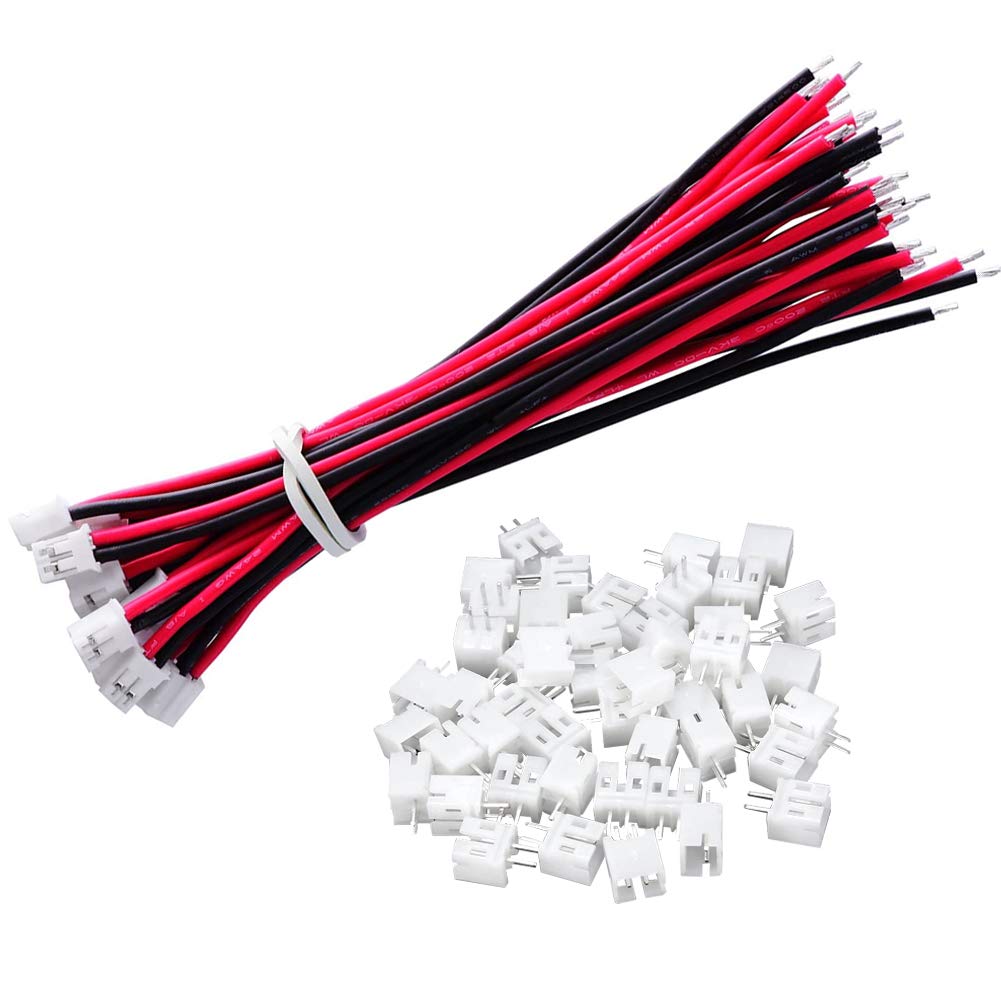 YIXISI 20 Pairs Mini Micro JST-PH 2.0 2-Pin Connector Plug Male with 100mm Cable & Female Connector