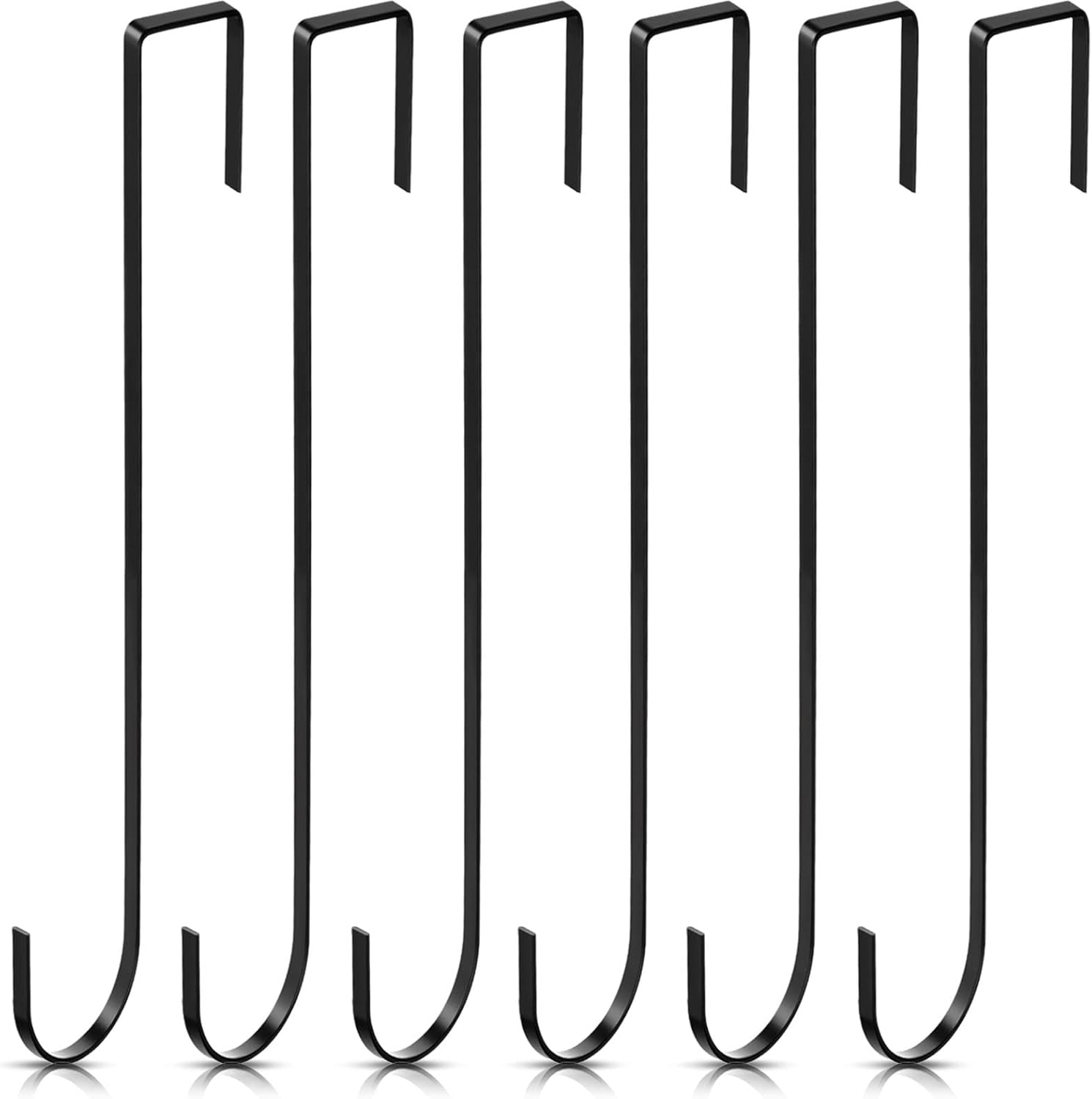 Wreath Hangers - Ripeng 12 Inch Wreath Hanger Hooks Christmas Hanger Wreath Door Hanger Metal Hooks Over The Door Hanger for Christmas Front Door Decorations (Black,6 Pieces)