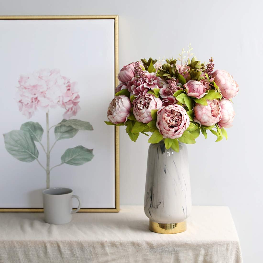 Veryhome Vintage Artificial Peony Silk Flowers Bouquets Wedding Decoration Home Table Kitchen Office Garden Bridal Greenery Plants (Cameo Brown Bud) - Image 5