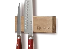 KEEMAKE Magnetic Knife Strip – Professional 16 inch Kitchen Knives Holder – Premium Acacia Wood Rack - Strong & Safe Knife Ma