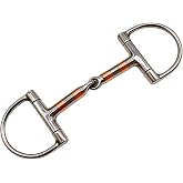 Stainless Steel D Ring Snaffle Horse Bit with Copper Roller-Western &amp; English Training Mouthpiece, Durable Loose Ring