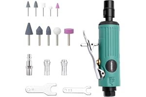 DOTOOL 1/4" Air Die Grinder Kit Straight Pneumatic 22000 RPM Rear Exhaust Polisher with 1/4"(6MM) and 1/8"(3MM) Collets Mini and Compact Size, Polishing Tool