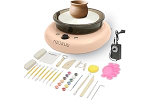 MZOKUU Mini Pottery Wheel Machine for Kids and Beginners, Adjustable Speed, Complete Pottery Kits with Air Dry Clay, Sculpting Tools, Art & Crafts Kits for Home DIY
