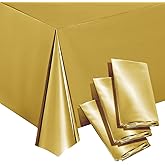 Juvale Gold Plastic Tablecloth - Easy-Clean Disposable Table Cloths - Durable Gold Table Covers for Parties - Party Tablecloth for Weddings & Showers - 108 x 54 in, Pack of 3