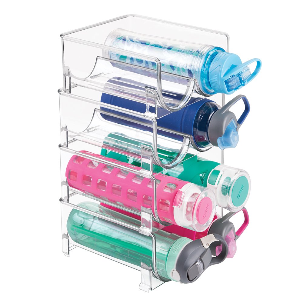 mDesign Stackable Water Bottle Storage Rack for Kitchen Countertops
