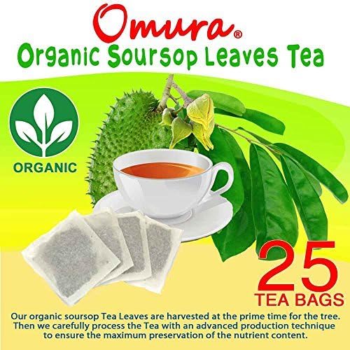 ORGANIC Omura SOURSOP LEAVES HERBAL TEA 100% Natural Graviola Leaves, (25 Tea Bags) by OMURA Tea Collection