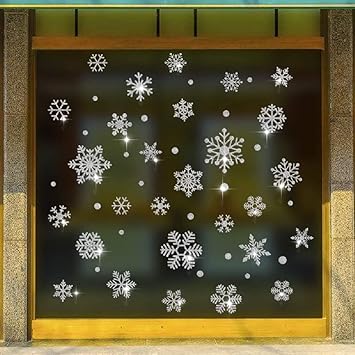 Wandsticker4u Selbstklebende Fensterbilderschneeflocken