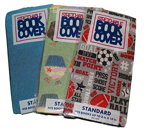 Pack of 3 Stretchable Book Covers - Fits Books up to 8" x 10" - Random Colors & Patterns - Thumbnail 2