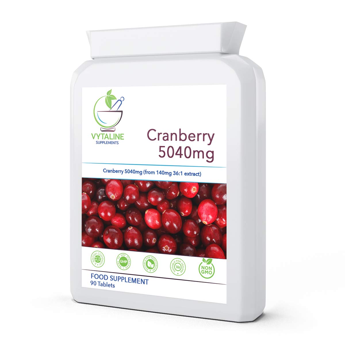 Cranberry Tablets 5040mg High Strength – 90 Vegan Tablets (3 Month Supply) – Cranberry Extract Supplement for Urinary Tract & Bladder Support – Made in UK – Non GMO Gluten Free