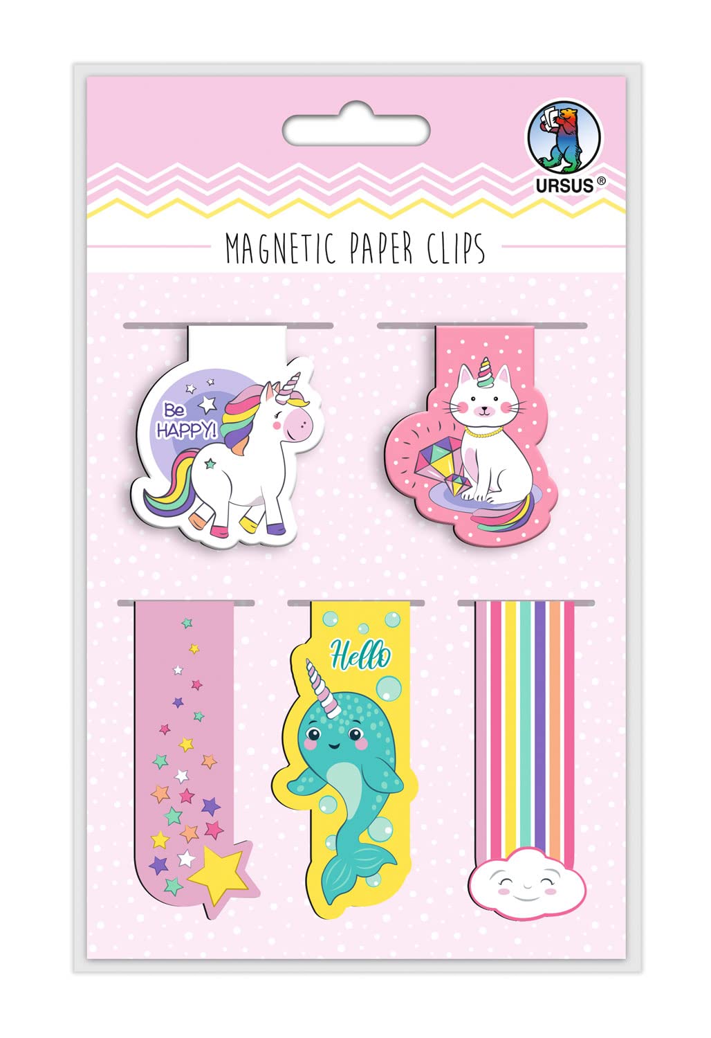 Ursus 4300003 Magnetic Paper Clips Magic, Magnetic Bookmarks and Decorative Clips for Books, 5 Pieces in 5 Different Designs, Ideal as a Gift and Great Accessory for Diary and Books