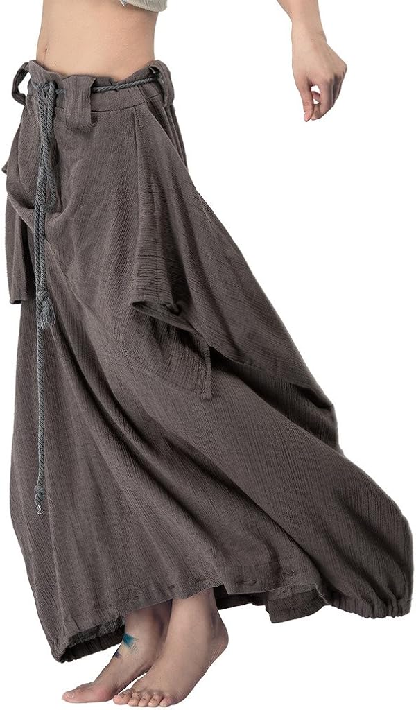 Women's Vintage Linen Cotton Harem Pants Baggy Bohemian Wide Leg Pants: Clothing