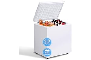 Erivess 2.0 Cu.Ft Chest Freezer - Compact Deep Freezer with Removable Basket, Energy Efficient & Quiet Top Door Design, Mini Freezer Adjustable 7 Thermostat, for Home, Apartment, Garage, Dorm (White)
