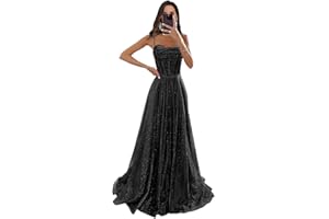 Boey Frek Sparkly Tulle Prom Dress Long Ball Gown Sequin Corset Formal Evening Gown with Slit for Women 2025