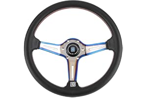 350mm 14in for NARDI Style 6 Bolt Half Dish Black Perforated Leather Racing Steering Wheel W Horn