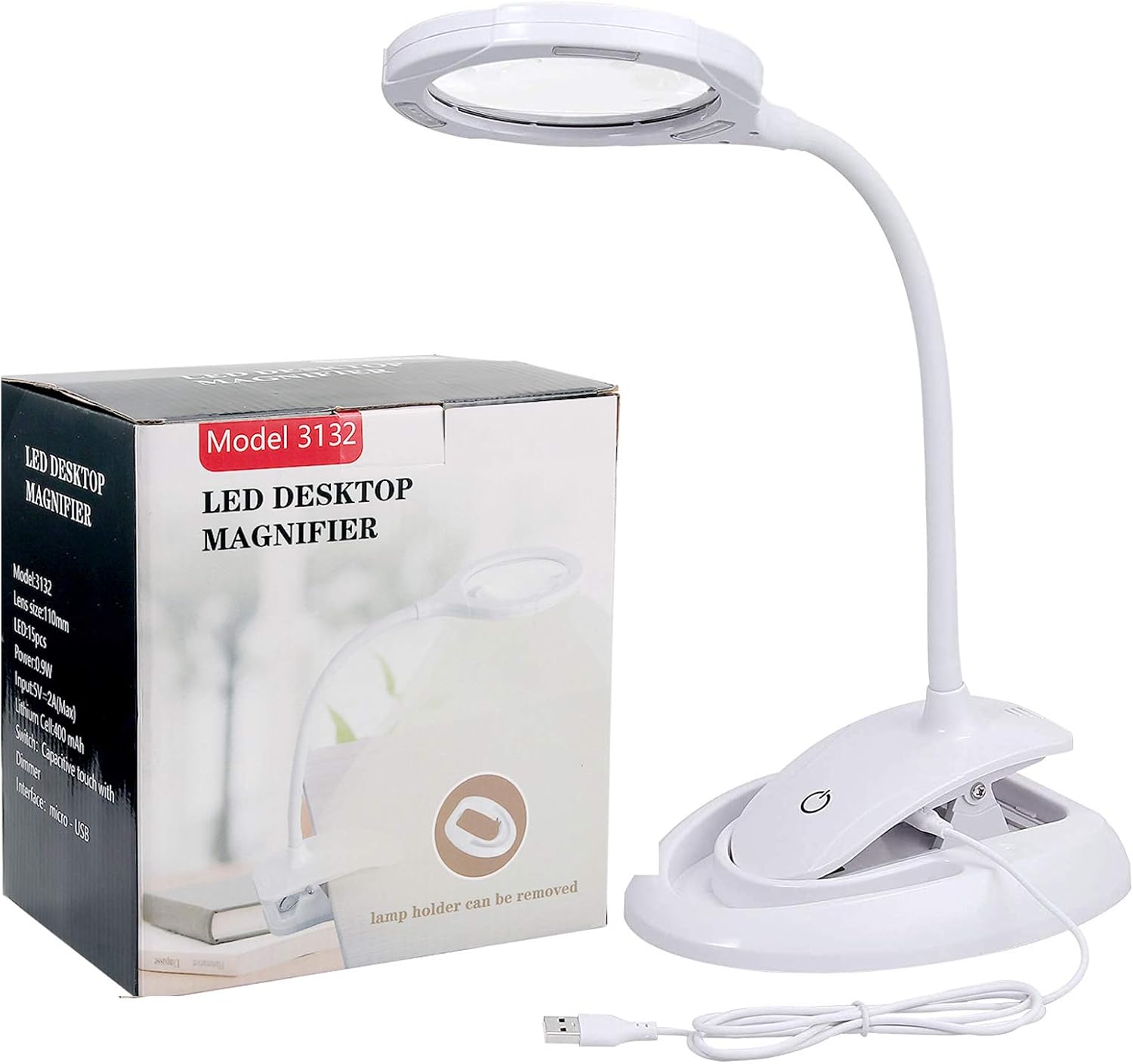 eSynic Daylight LED 5X 10X Magnifying Lamp Rechargeable with Metal