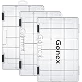Gonex Fishing Tackle Boxes, 3600 3700 Tackle Trays with Adjustable Dividers, Clear Plastic Tackle Box Organizer Storage for Fishing Lure Bait Hook Jewelry Craft Beads Earring Container, 3 or 4 Packs