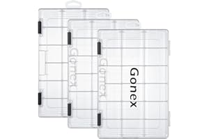 Gonex Fishing Tackle Boxes, 3600 3700 Tackle Trays with Adjustable Dividers, Clear Plastic Tackle Box Organizer Storage for Fishing Lure Bait Hook Jewelry Craft Beads Earring Container, 3 or 4 Packs
