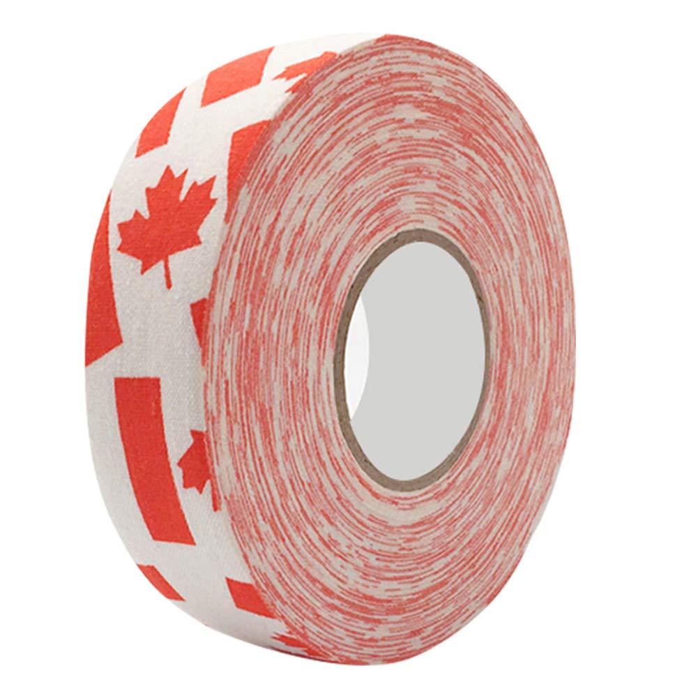 Hockey Tape 1" X 25M Hockey Protective Tape Athletic Sports Stick Baseball Tape Hockey Stick Tapes Easy To Stretch for Ice Hockey Skiing(Red Maple Leaf)